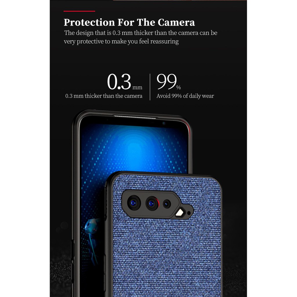 Ốp lưng Rog Phone 5 / 5 Pro chống sốc vải da thời trang cao cấp