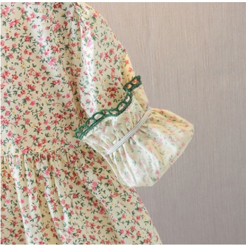 Đầm Tay Dài Cổ Búp Bê In Họa Tiết Hoa Thời Trang Xuân Thu Dành Cho Bé Gái 0-4 Tuổi