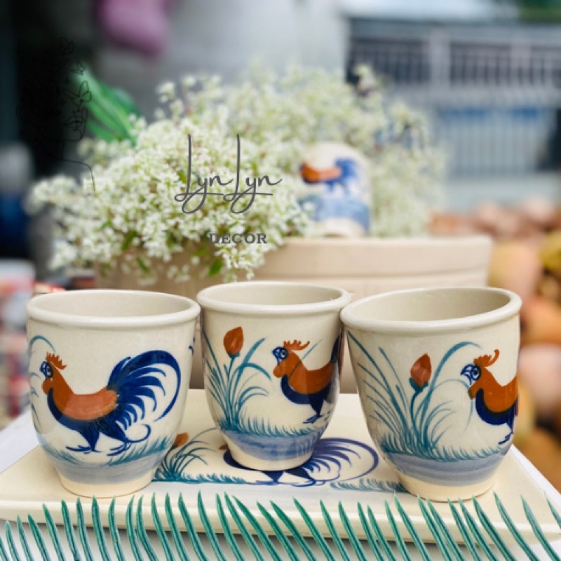 Ly Gà Cao Vẽ Tay Cao 10*9cm