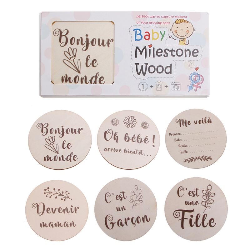 Set 6 Tấm Thẻ Ghi Chú Đánh Dấu Cột Mốc Phát Triển Theo Tháng Làm Phụ Kiện Chụp Ảnh Cho Bé Sơ Sinh