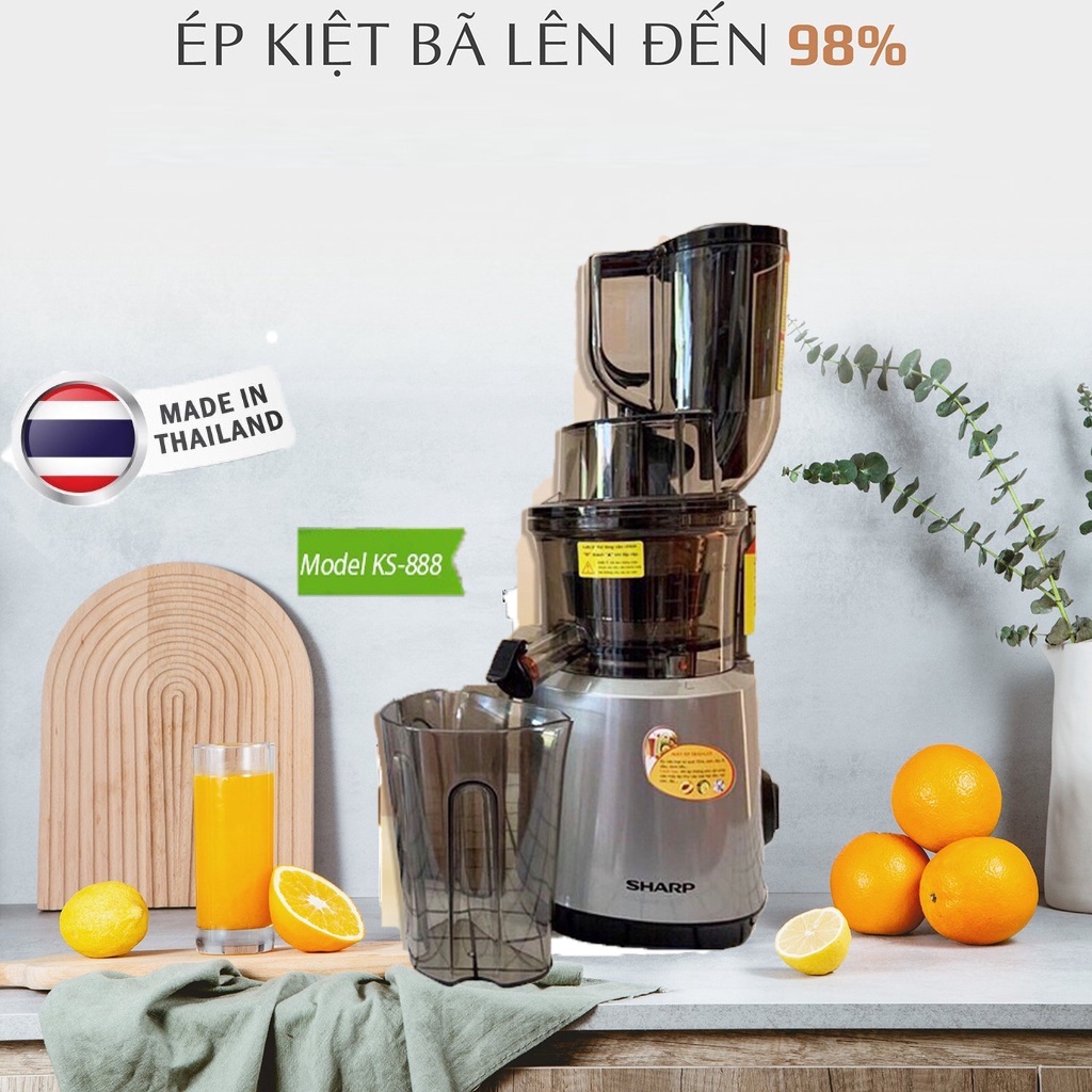 Máy Ép Chậm Trái Cây Sharp KS-888 Xuất xứ Thái Lan BH 12 Tháng Hàng Chính Hãng Chất Lượng Cao Cấp Ép Siêu Kiệt