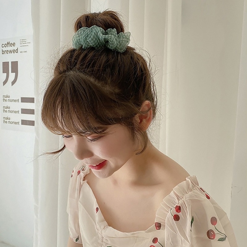 Dây Cột Tóc Cỡ Lớn Màu Xanh Lá Thời Trang Mùa Hè Phong Cách Hàn Quốc Cho Nữ