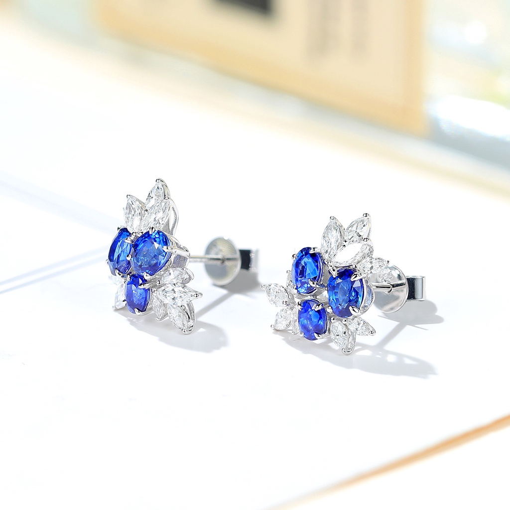 Bông Tai Mạ Vàng Trắng 18K Đính Đá Ruby Sang Trọng Cho Nữ-JHS4-E