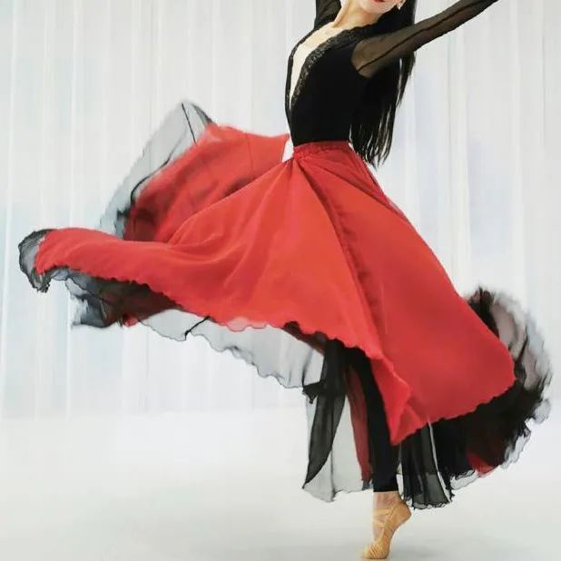 [M &amp; E] Chân Váy Múa Ba Lê Hai Lớp Dài Nửa Vòng Tròn Xia Hui 720 Độ Hỗ Trợ Biển Shepherd Xia Hui