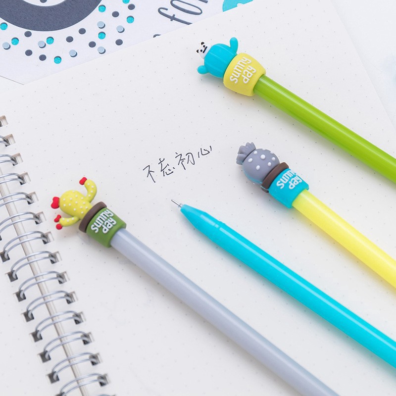 Set 2 bút mực hình xương rồng mới lạ dễ thương ngòi 0.5mm
