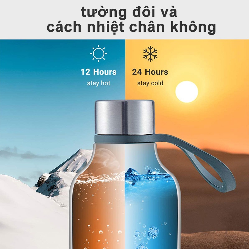 FJbottle Bình giữ nhiệt nóng lạnh 600ml Hồng Màu đỏ tía inox 316 cao cấp FJ004 Pink Purple