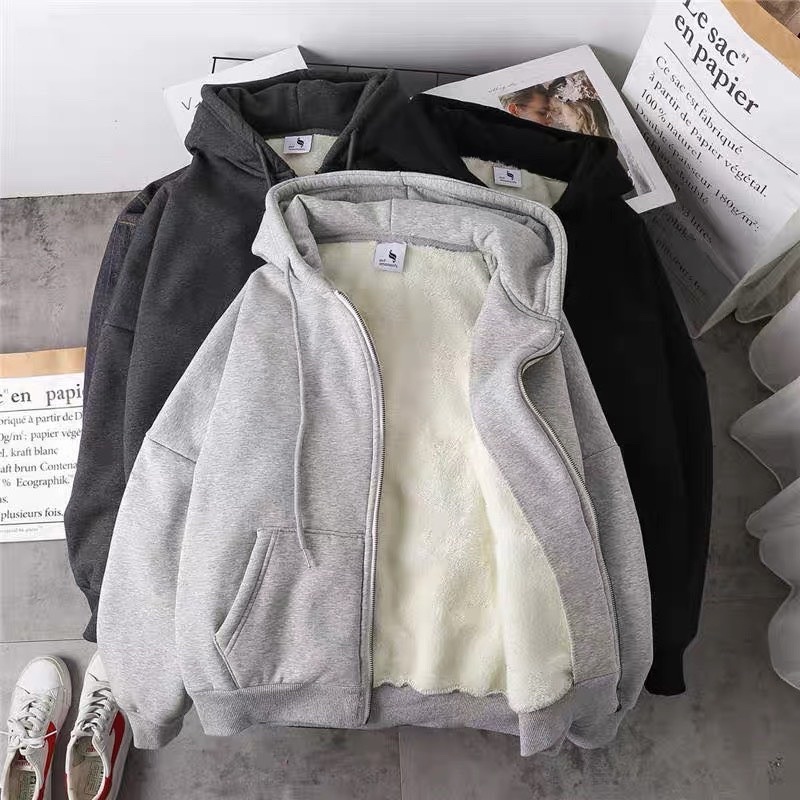ANU608 - ÁO KHOÁC NỮ MŨ LIỀN LÓT LÔNG 3 MÀU