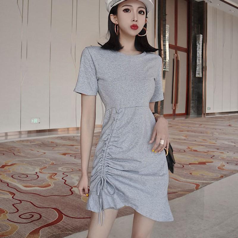 Đầm dây rút không đối xứng thời trang SHINEE