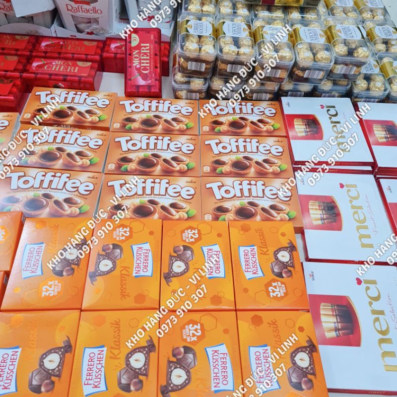 Kẹo socola Đức: Raffaello, Ferrero rocher, Mon cheri, Merci, Toffifee