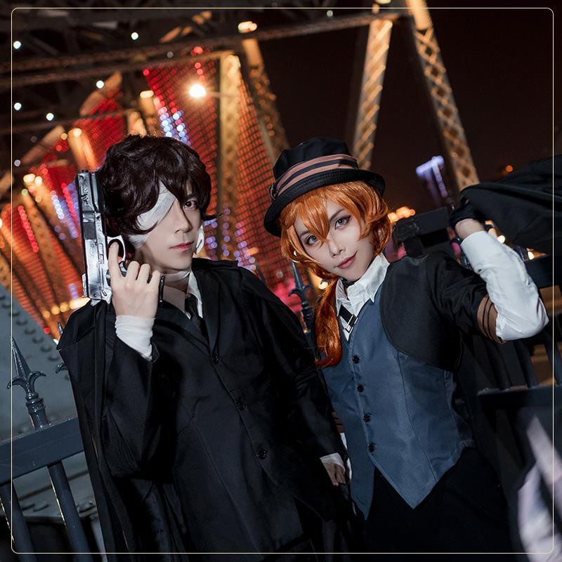 Chó hoang Bungou nam và nữ cos quần áo trang phục nhân vật Nakaya Osamu Dazai cosplay trang phục trọn bộ với phụ kiện tr