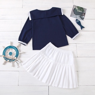 Set bộ (chân váy trắng) style thuỷ thủ bé gái 2021