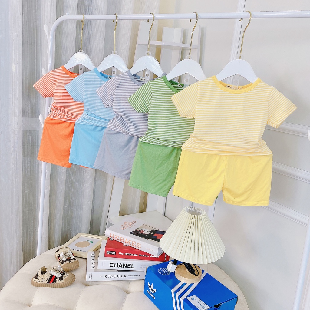 Đồ bộ MINKY MOM size đại cho bé trai bé gái cộc thun sọc, quần áo trẻ em monky mặc nhà cho bé 1 2 3 4 5 6 7 tuổi BC001