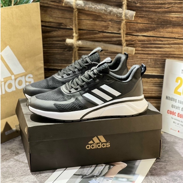 Giày Thể Thao Adidas alphabonce Rc Core Grey, Giày chạy bộ đen trắng.