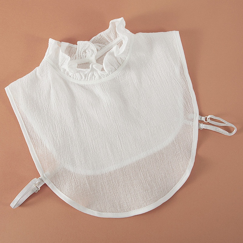 Cổ áo sơ mi giả cổ đứng phối bèo màu trắng có thể tháo rời thời trang cho nữ