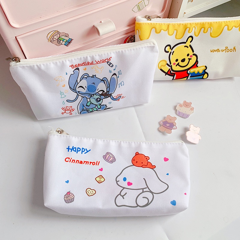 Túi Đựng Bút Đa Năng Sức Chứa Lớn Bằng Vải canvas Họa Tiết Hoạt Hình Xinh Xắn