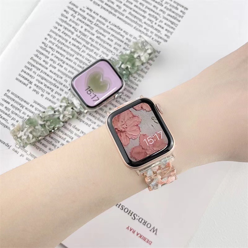 Dây Đeo Đồng Hồ Họa Tiết Bươm Bướm Bằng Nhựa Kích Thước 41MM 45MM 44mm 40mm 42mm 38mm Cho iWatch Series 7 6 Se 5 4 3 2