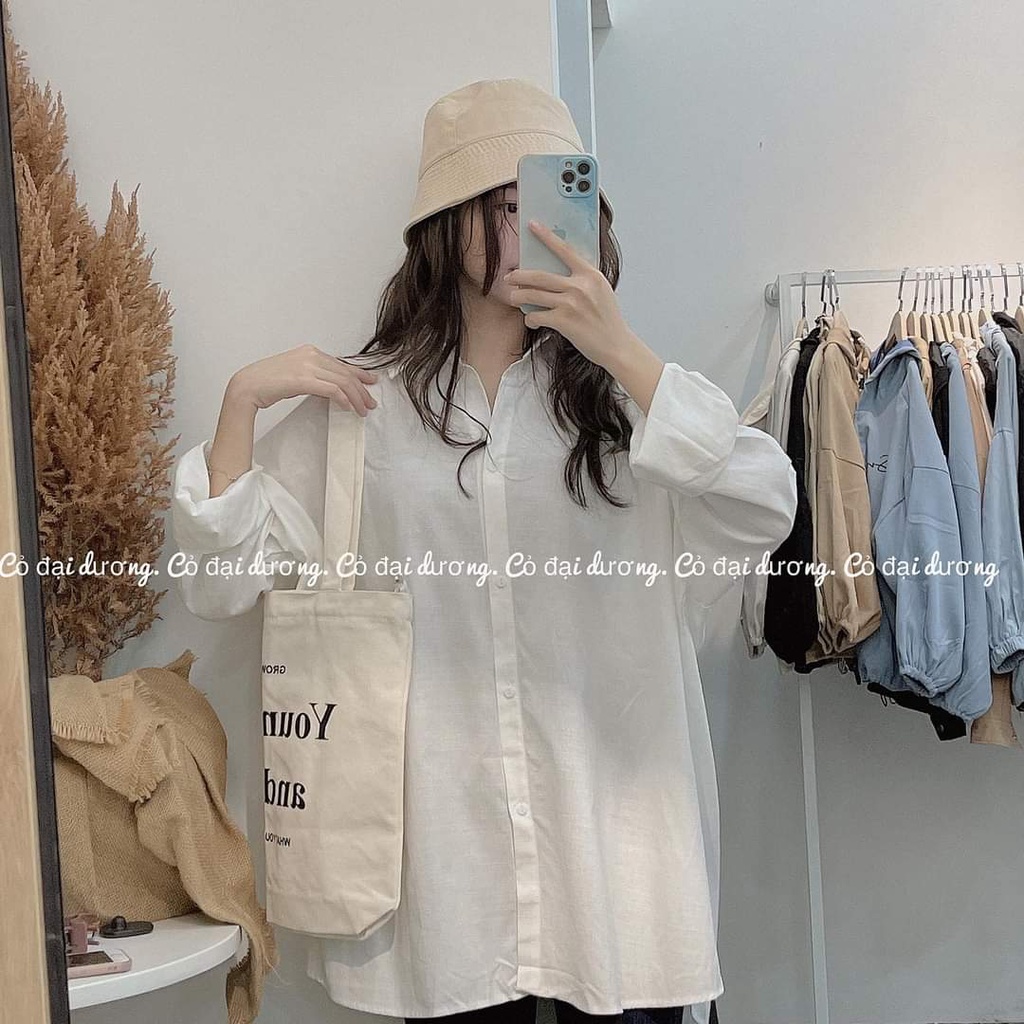 [ảnh thật-sẵn] Sơ mi trơn cổ đức dài tay