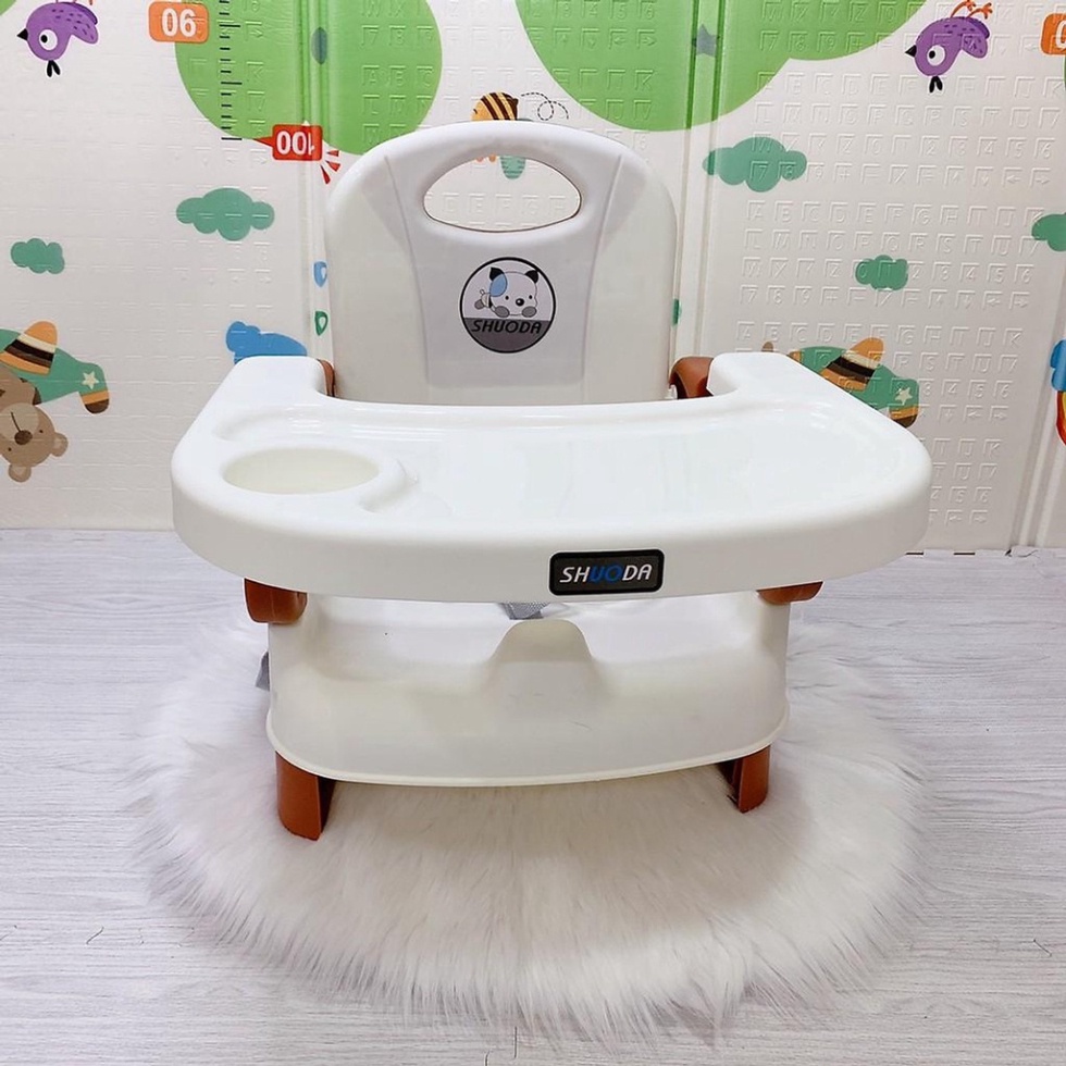 Ghế Ăn Dặm KÈM CHÂN SẮT Đa Năng Hanbei Chính Hãng Đầy Đủ Phụ Kiện Đệm Bánh Xe Gấp Gọn