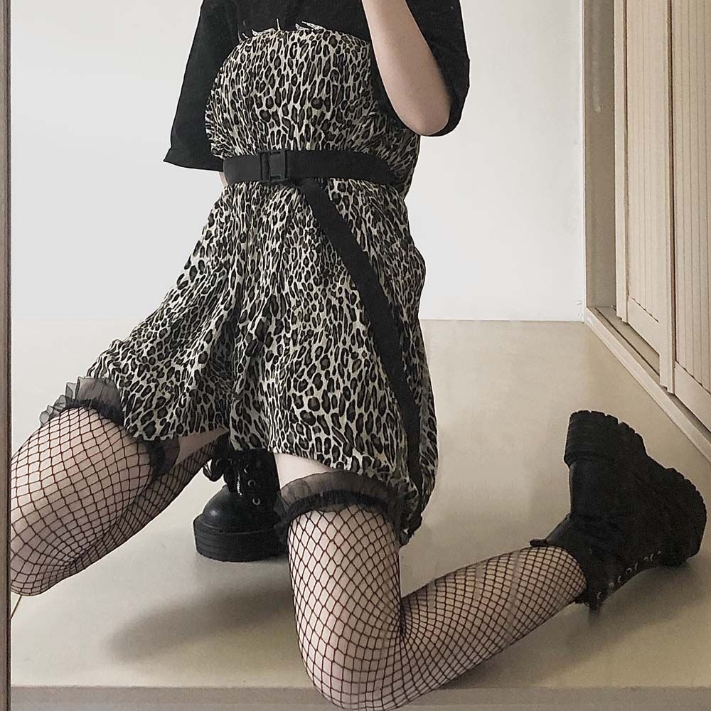 BARRY Tất lưới dài qua gối phối ren rỗng phong cách Lolita Hàn Quốc dễ thương ngọt ngào nhiều màu sắc cho nữ