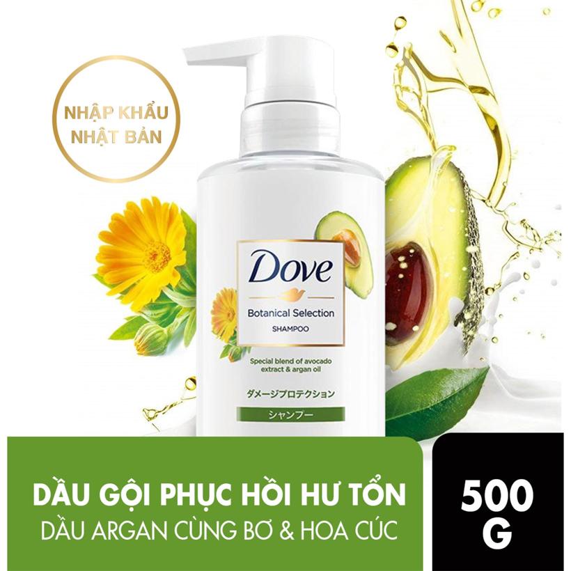 Dầu gội phục hồi hư tổn chiết xuất bơ &amp; dầu argan Dove Botanical Selection (500g)