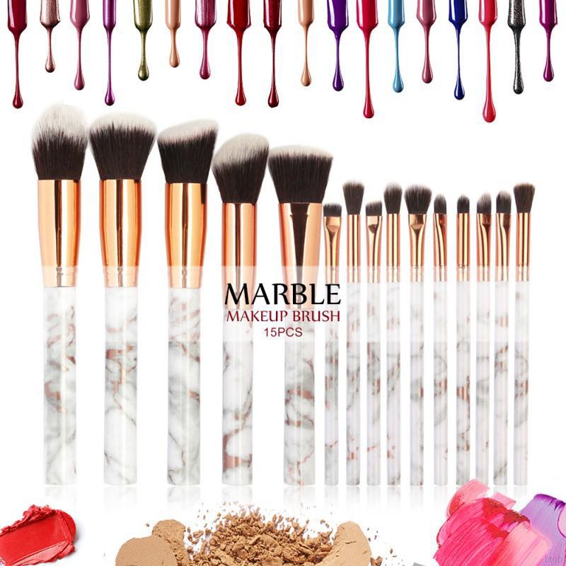 Bộ 15 cọ trang điểm MAANGE cán họa tiết đá hoa cương