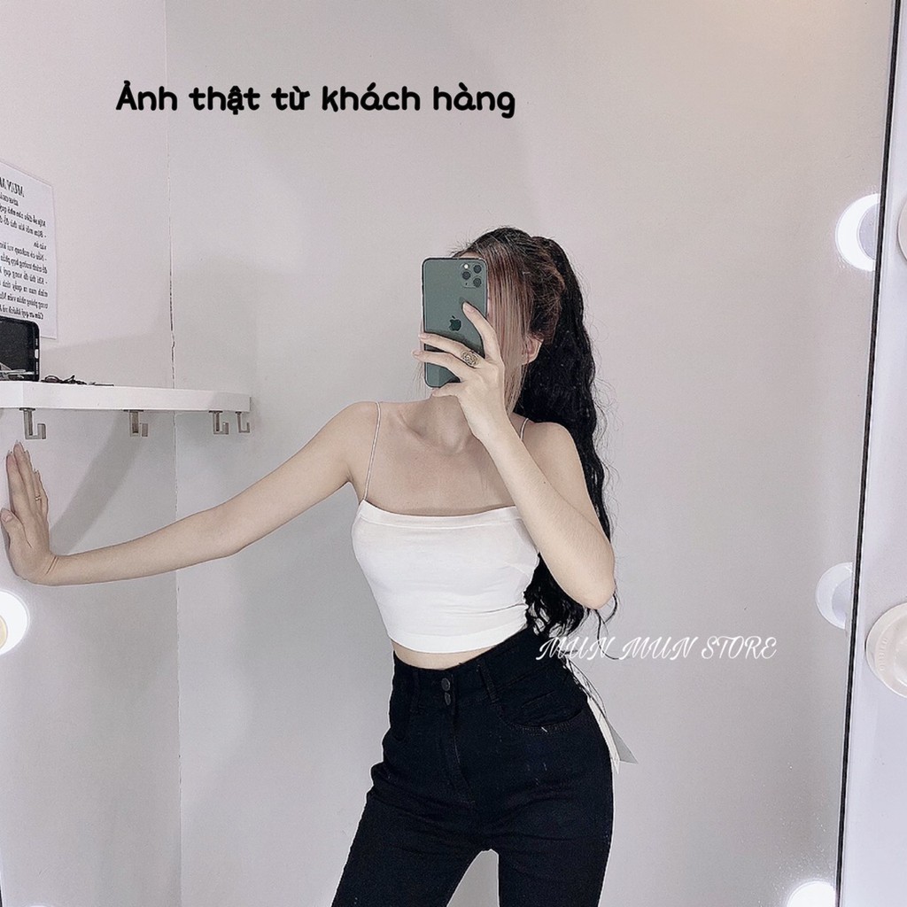 [𝑪𝒉𝒐 𝑲𝒊𝒆̂̉𝒎 𝑻𝒓𝒂 𝑯𝒂̀𝒏𝒈]Áo ống 2 dây from croptop MunMunStore chất liệu thun mềm mại co giãn mix với gì cũng xinh