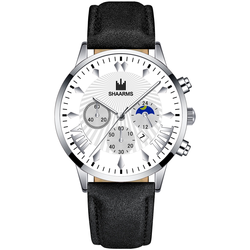 ĐồNg Hồ Nam SHAARMS Men'S Fashion Watch Casual Leather Strap Watch