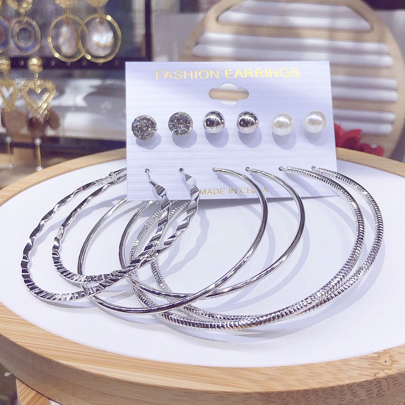 6 Đôi Bông Tai Hình Trái Tim Bằng Bạc