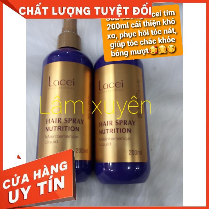 Sữa Xịt Nước dưỡng tóc Lacei tím 200ml  🍓FREESHIP 🍓phục hồi giữ màu siêu thơm suôn mềm óng mượt tóc óng ả giúp tóc khỏe.