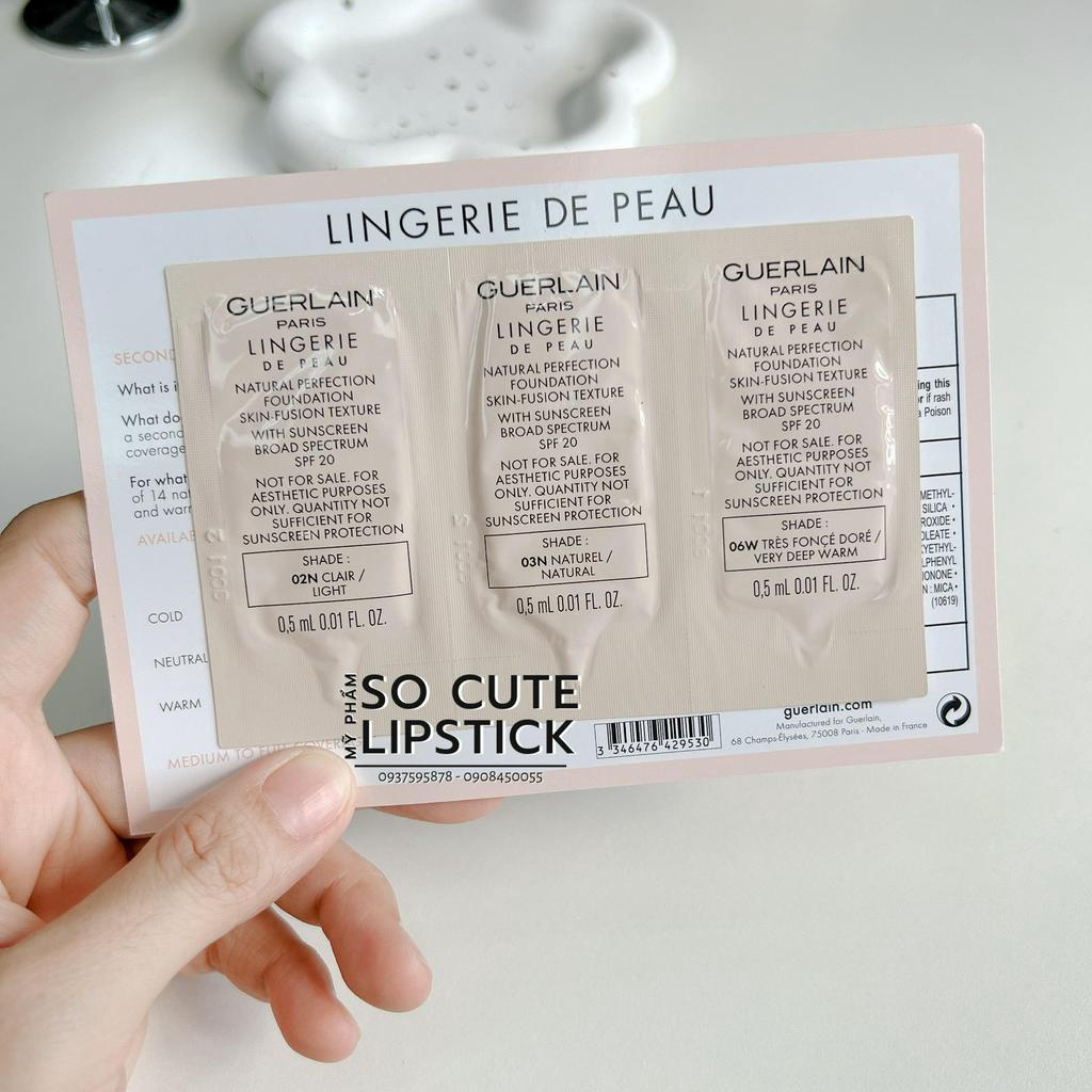 Sample Kem nền Gue.erlain Lingerie De Peau 3 Tone 0.5ml*3