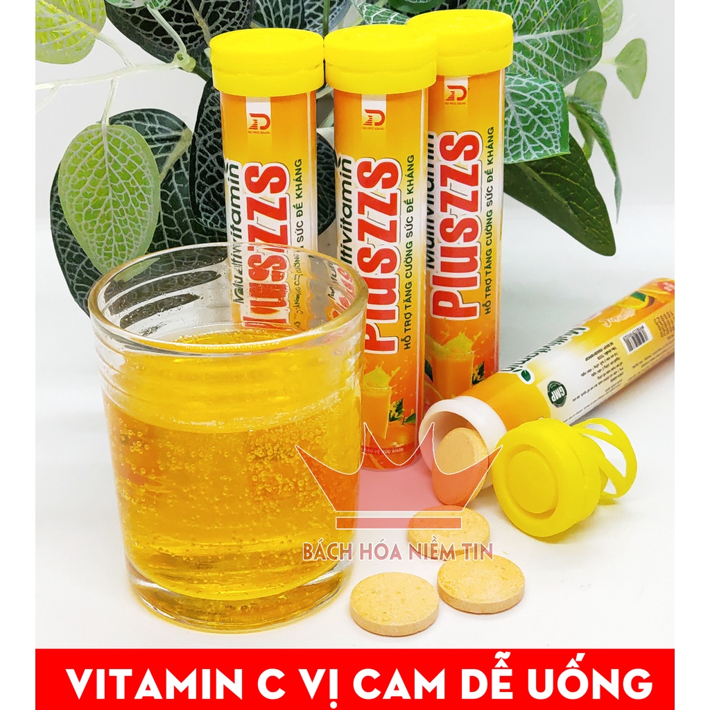 Viên sủi cam Vitamin C PLUSZS Orange - tăng sức đề kháng, giảm chảy máu chân răng - Tuyp 20 viên