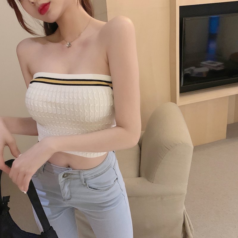 Áo ống ôm ngực IELGY dệt kim in họa tiết kẻ sọc kiểu mùa hè Hàn Quốc mới cho nữ