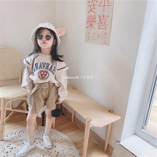 Set áo nỉ Harvard,quần nhung tăm BG