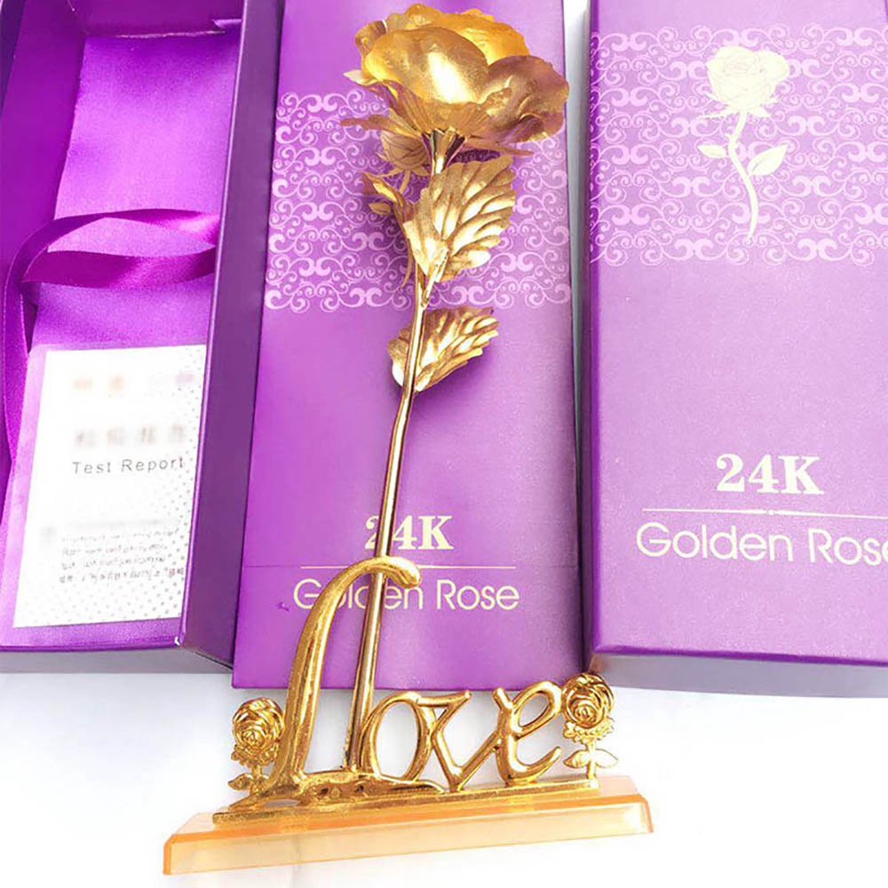 Hoa Hồng Vàng 24k Kèm Chữ Love