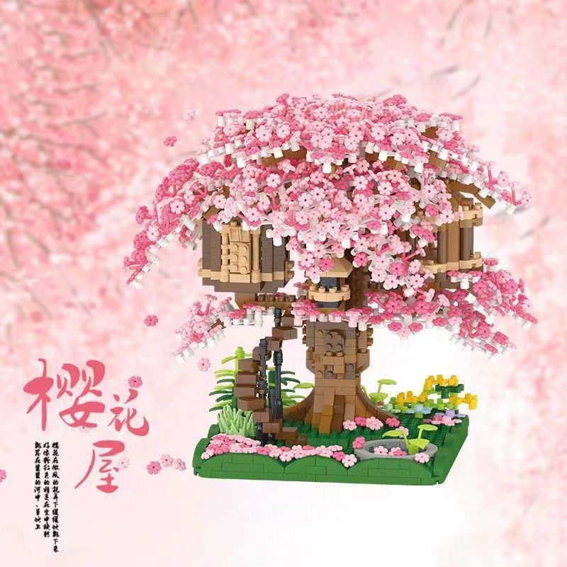 Bộ đồ chơi lắp ráp ngôi nhà trên cây hoa anh đào giáo dục dành cho bé