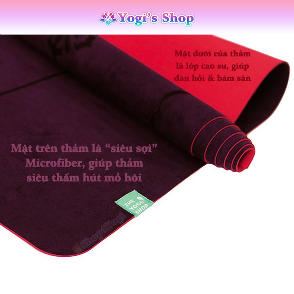 Thảm Tập Yoga Mircofiber &amp; Cao Su 2.5mm Gấp Gọn Dùng Thay Khăn Trải Thảm, Tiện Mang Đi Du Lịch (Màu tím)