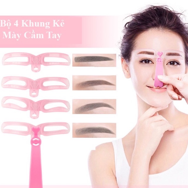 Bộ 4 khuôn kẻ mày cầm tay siêu tiện lợi - khung kẻ chân mày