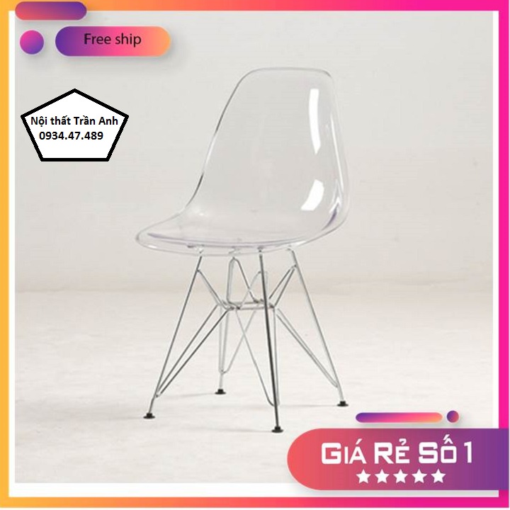 Ghế nhựa trong suốt ngồi cafe, Ghế bàn ăn hiện đại BGN025