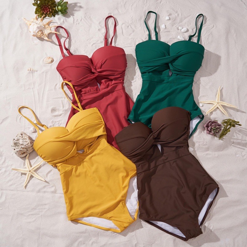 Bộ bơi nữ liền một mảnh phong cách Hàn cup ngực nhiều màu