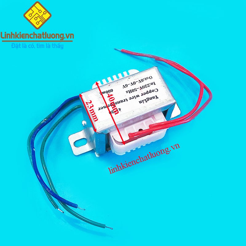 Biến áp ng.uồn đối xứng 6V 600 mA dây đồng