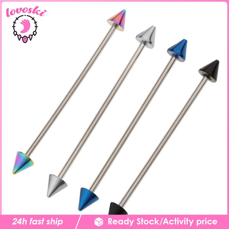 [Lovoski] Set 4 Khuyên Tai Đinh Tán Hình Mũi Tên 14G Thanh Tạ Công Nghiệp 47mm