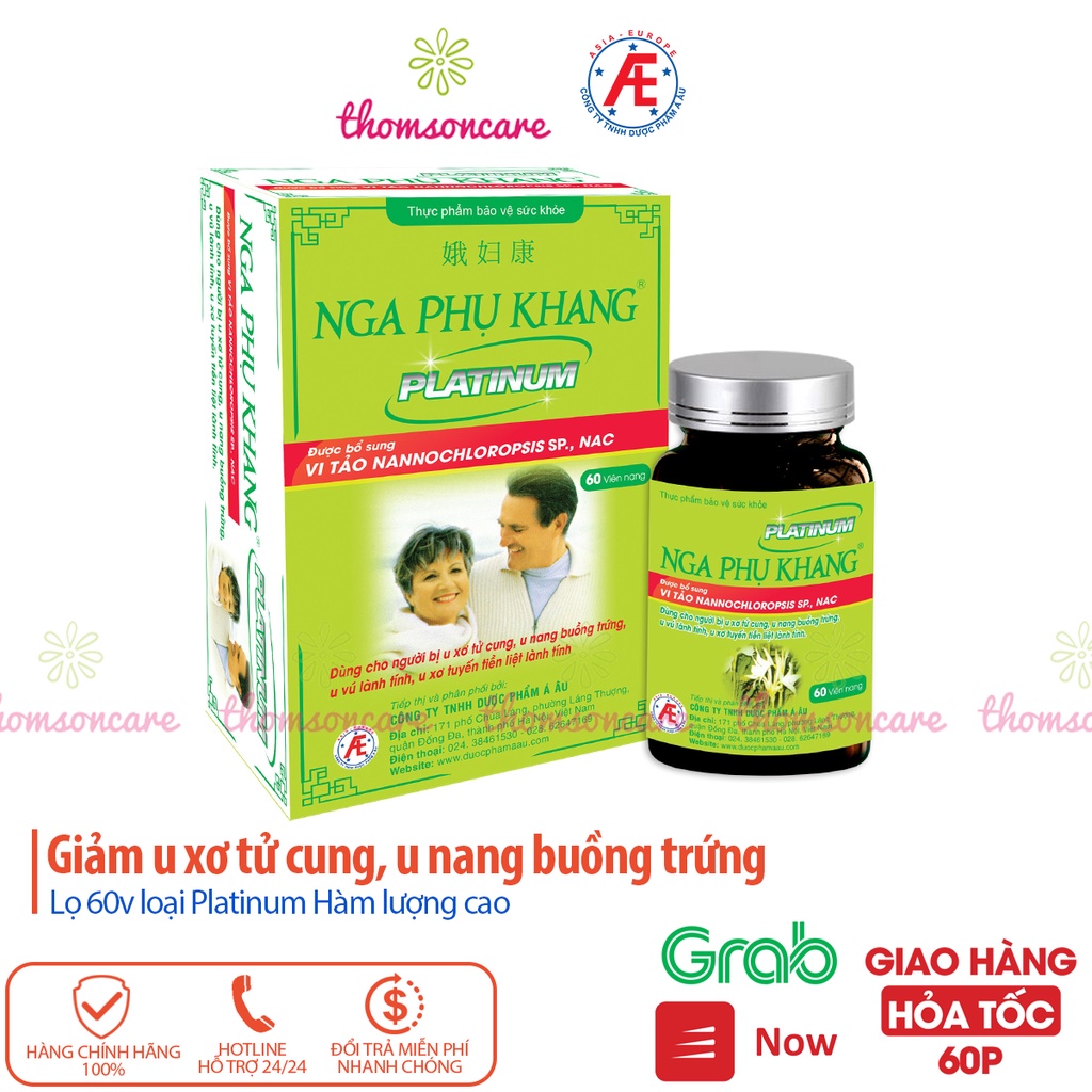 Nga phụ khang Platinum Lọ 60v hàm lượng cao tốt hơn, mẫu mới, hỗ trợ giảm u nang buồng trứng, u xơ tử cung