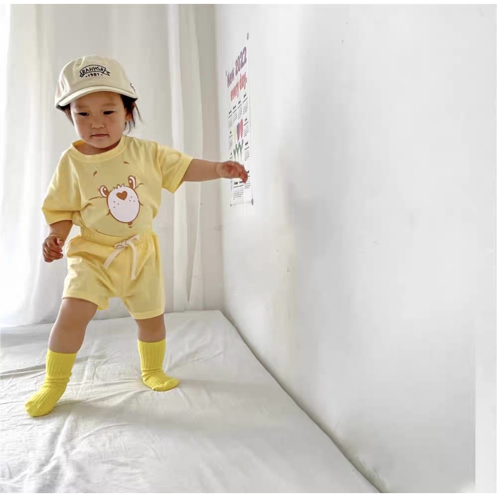 Bộ quần áo trẻ em cộc tay AF KID Gấu Mèo Gold cho bé vải cotton 4 chiều cao cấp 7-27kg