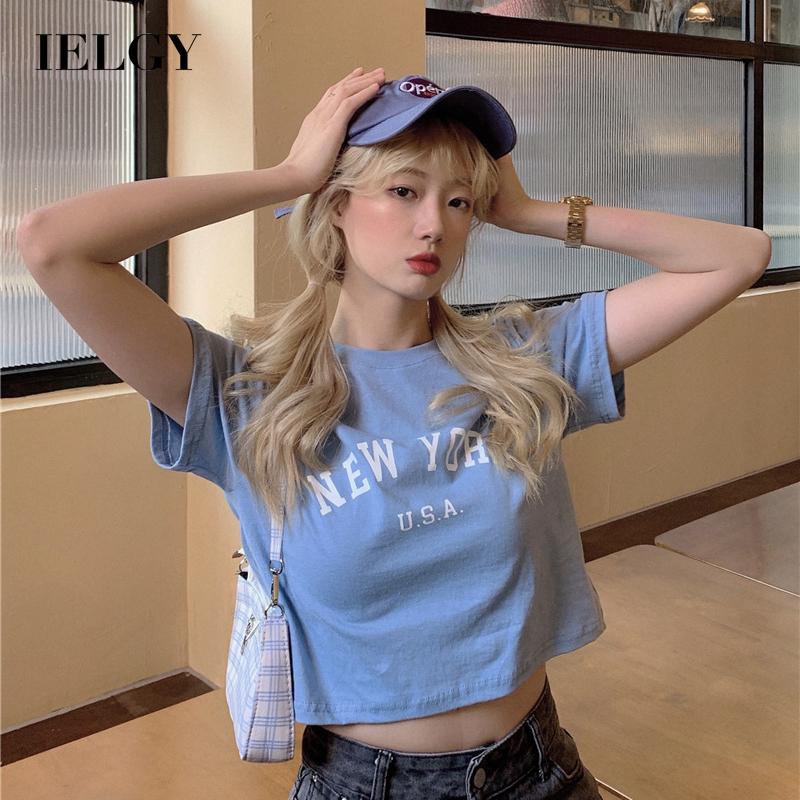 Áo thun ngắn IELGY mỏng in chữ thời trang cho nữ
