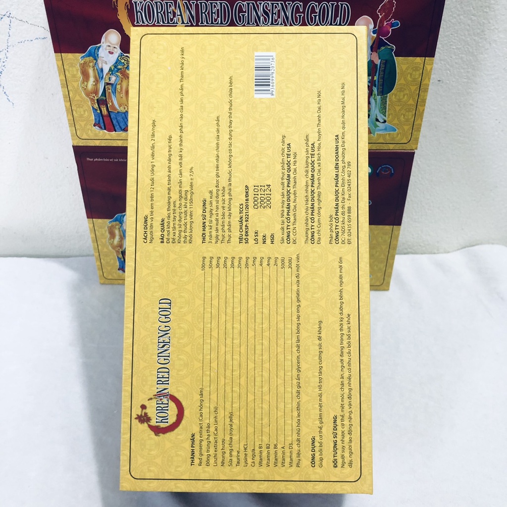 Viên bổ K.o.r.ean R.e.d G.i.n.seng Gold Giúp Bồi Bổ Cơ Thể, Ăn Ngủ Ngon, Cho Người Suy Nhược Cơ Thể - Hộp 60 Viên