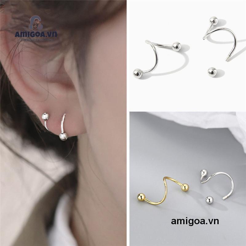 ✨✨1 Đôi Bông Tai Nữ Bằng Đồng Phong Cách Retro Đơn Giản Mùa Xuân