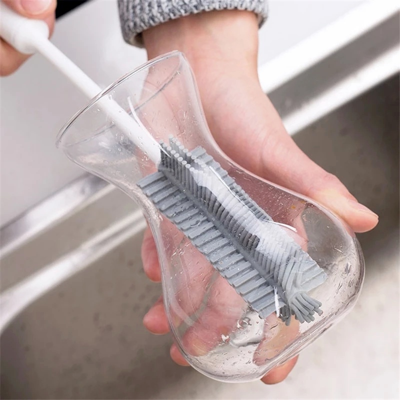 Cọ Rửa Ly Cốc Bằng Silicone Mềm Cán Dài Tiện Lợi