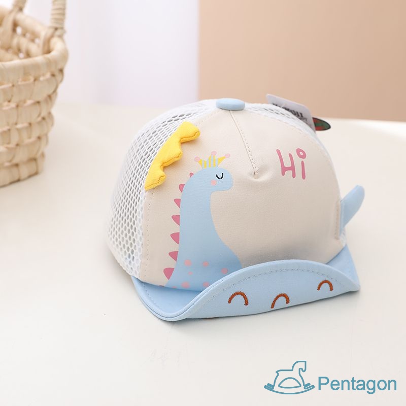 Mũ Lưỡi Trai Vải Lưới Mỏng Mềm Thoáng Khí Hình Khủng Long Hoạt Hình Đáng Yêu Cho Bé