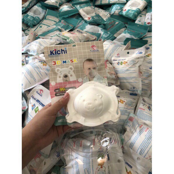 [KHẨU TRANG CHO TRẺ SƠ SINH ] Khẩu Trang Gấu Em Bé KICHI Siêu Mềm Kháng Khuẩn In Hình Gấu 3D,