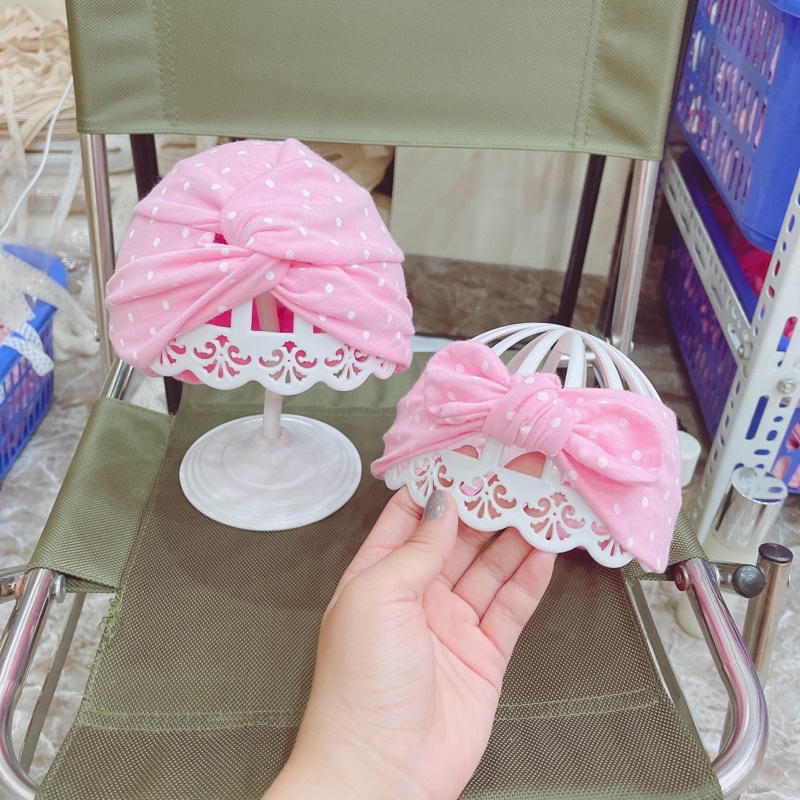 Turban hoạ tiết chấm bi xinh xắn (4-6kg.6-9kg)